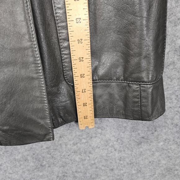 Vintage OLEG CASSINI Jacket Small Gray Genuine Leather Double Breasted 70s 20x29 - Picture 8 of 15